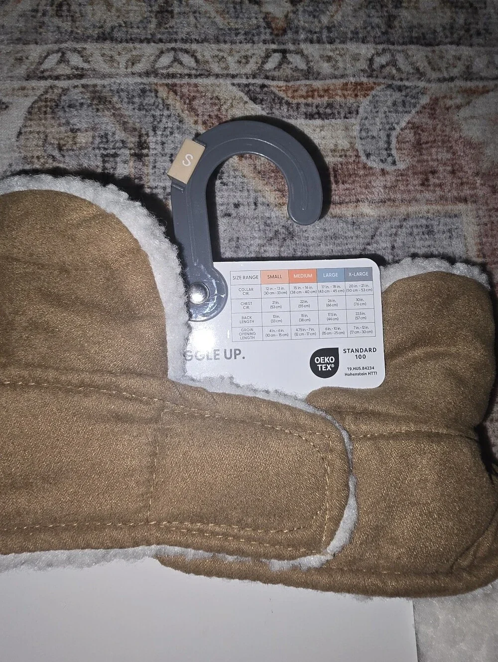 Small Dog Sweater Bundle Tan Faux Suede Sherpa Dog, Sweater, & Onesie